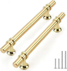 Rergy 10 Pack 5 Inch Gold Cabinet Pulls Heavy-Duty Kitchen Cabinet Handles, Rust-Resistant and Durable Drawer Pulls Zinc Alloy Hardware for Cupboard,Closet,Cabinets