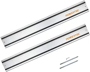 POWERTEC 71387 110" Track Saw Guide Rail Joining Set for Makita or Festool Track Saws Includes 2x55" Extruded Guide Rails and (2) Guide Rail Connectors for Woodworking Projects