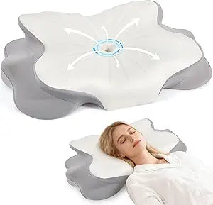 Cervical Pillow for Neck and Shoulder,Contour Memory Foam Pillow,Ergonomic Neck Support Pillow for Side Stomach Back Sleepers with Skin-Friendly Pillowcase (White)