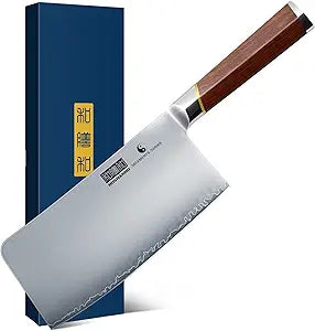 HOSHANHO Cleaver Knife 7 Inch, Razor Sharp Japanese High Carbon Steel Meat Cleaver, Professional Kitchen Chopping Butcher Knife for Meat Vegetable Cutting