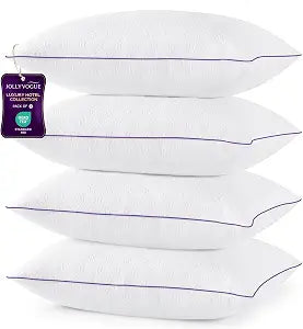 JOLLYVOGUE Pillows Queen Size Set of 4, Bed Pillow for Side, Back, and Stomach Sleepers, Down Alternative Filled Pillows, Luxury Hotel Quality and Machine Washable, 28" x 20", 4 Pack