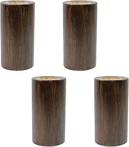 4Pcs Furniture Legs 4" Bed Riser Solid Wood Sofa Supporter Couch & Table Lifter, Brown