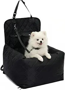 Dog Car Seat for Small & Medium Dogs Up to 40 lbs  Padded Booster Seat with Safety Belt, Waterproof Washable Cover  Fits Front & Back Seats | Pawperly