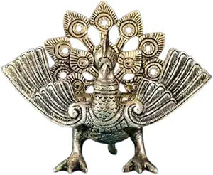 Hastha Kalalu Majestic Brass Mini Peacock Urli Diya/Lamp (6.5 Inch) - Traditional Indian Oil Lamp for Puja, Festivals & Home Decor, Medium, Gold