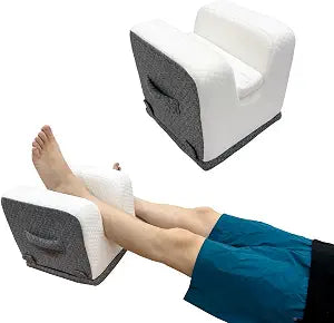 Knee Replacement Pillow - 4 Adjustable Heights for Full Straight-Leg Extension - Post Surgery Recovery Equipment with Handle - Leg Elevation Wedge for ACL Surgery, Hip & Knee Rehab