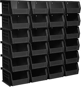 Akro-Mils 30210 AkroBins Plastic Storage Bin Hanging Stacking Containers, (5-Inch x 4-Inch x 3-Inch), Black, 24-Pack