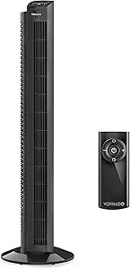 Vornado OZI42 42" Whole Room Tower Fan, Powerful Air Circulation, Space-Saving Design, Quiet Operation, 5 Speed Settings, 1-8 Hour Timer, 70-Degree Oscillation, Remote Control, Black