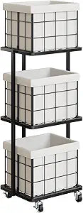 120L Vertical Rolling Laundry Hamper with Removable Bags, 3 Section Laundry Basket with Wheels, Slim Tall 3 Tier Laundry Sorter for Small Spaces, Dorm, Laundry Room, Bathroom, Closet, White