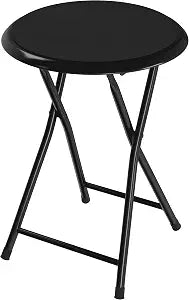 Lavish Home Portable Folding Stool with Backless Seat, Black, 18 Inch