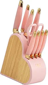 10-Piece Heart Knife Set  Stainless Steel Blades with Acrylic Block for Modern Kitchen Dcor (Pink)