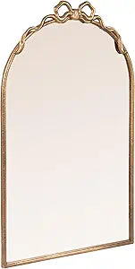 Creative Co-Op Arched Gold Iron Mirror with Decorative Bow