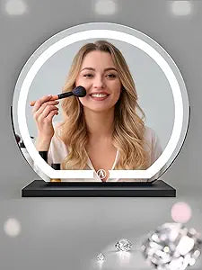 Salon-Perfect Arch Makeup Mirror Ultra-Wide 3-Color Dimmable LED Vanity Mirror USB Powered Dressing Table Night Light (40cm;Black)