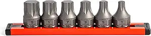 GripEdge |6-PC RPT 3/8'' Drive Low Profile SAE Hex Dual Action Driver Set | Includes sizes - 1/4, 5/16, 3/8, 7/16, 1/2 & 9/16" | Includes Premium Aluminium Rail |