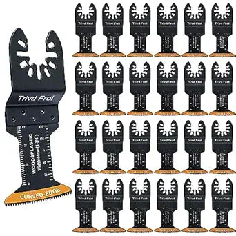 Trivd Frol 100Pcs Curved-Edge Oscillating Tool Blades Professional Universal Oscillating Saw Blades Wood Multitool Blades Compatible with Dewalt, Milwaukee, Ryobi, Rockwell, Bosch