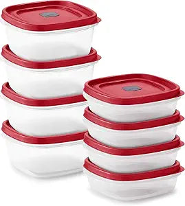 Tribello 16-Piece BPA-Free Plastic Food Storage Set, Red Vented Lids - Microwave, Dishwasher Safe: Perfect for Meal Prep, Leftovers, and Kitchen Organization