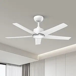ocioc 44" Ceiling Fans with Lights,White Ceiling Fan with Light and Remote,Reversible Airflow,6 Speeds,Timer,Dimmable,Modern Ceiling Fan for Bedroom,Patios Indoor/Covered Outdoor Use
