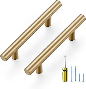 Ravinte 30 Pack Kitchen Cabinet Handles Champagne Bronze 3 Inch Hole Center Stainless Steel Pulls for Dresser Drawer Cupboard Handles with Screwdriver, 5 Inch Length
