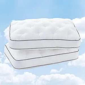 YOUR MOON Extra Soft Pillows Queen Size Set of 2, Medium Thick Support Pillows, 100% Cotton Shell Bed Pillow, Luxury Fluffy Down Alternative Pillow for Sleeping(White)