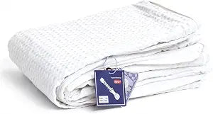 YnM Cotton Waffle Weave 3-Side Zipper Duvet Cover for Weighted Blankets | Easy on, Easy Off Coconut White, 48"x72"