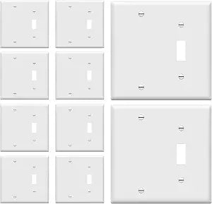 ENERLITES 2-Gang Toggle/Blank Combination Wall Plate, White