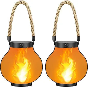 Hompavo Larger Gen2 Solar Lanterns Outdoor, Dual Charging (USB/Solar) & 2-Mode - Waterproof Decorative Hanging/Table Lights for Yard Patio Garden Halloween Christmas Decor, Birthday Gifts for Women, 2