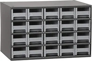 Akro-Mils Steel Garage Storage Cabinet, Small Parts Organizer Metal Cabinet for Hardware, Nails, Screws, Bolts, Nuts, and More, 17" W x 11" D x 11" H, 20-Drawer, Gray Cabinet/Gray Drawers (19320)