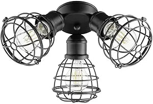 Quorum International 3-LT Cage Patio Ceiling Fan Light Kit - Noir - 2314-69,Black