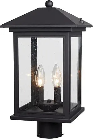 Treekee Outdoor Post Light, 18 Inch Lamp Post Light Fixture, 2-Light Modern Waterproof Outside Post Lantern Column Lights, Exterior Pole Lighting Pillar Lantern for Yard Garden