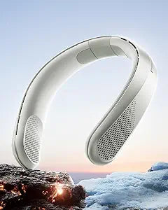 RANVOO Neck Fan, 120┬░ Stable Adjustable Width, 360┬░ Cooling Bladeless, Ultralight 0.7 lb, 3 Speeds, 4000mAh Battery Powered Fan, Instant Relief from Hot Flashes, Portable Outdoor Fan for Travel, White