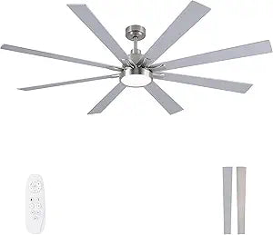 Large Ceiling Fans with Lights and Remote - 72 Inch Brushed Nickel Ceiling Fan with Light, Quiet DC Motor, 3 CCT, Modern Dimmable Lighting & Ceiling Fans for Living Room Patio,Indoor/Outdoor