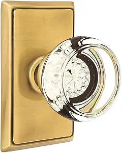 Providence Door Set with Georgetown Crystal Knobs Passage in Antique Brass