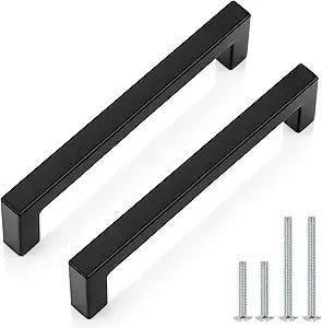Probrico 50 Pack 5 Inch (128mm) Hole Center Cabinet Handles Stainless Steel Kitchen Drawer Pulls Square Bar Cabinet Hardware for Kitchen Bathroom Cupboard