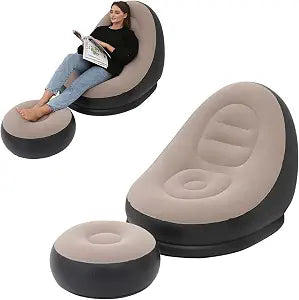 Inflatable Chair with Ottoman (Pump Not Included, Max 220 lbs)
