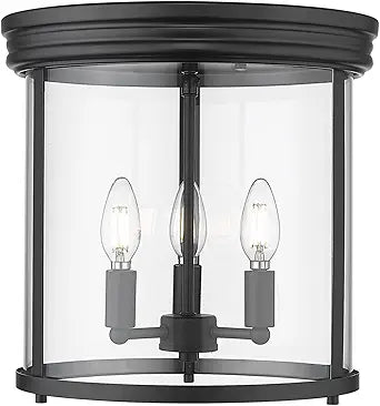 Z-Lite 742F13-MB Thayer Flush Mount, 3-Light 180 Total Watts, Matte Black