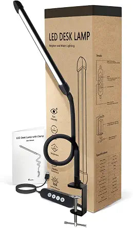 12W LED Desk Lamp with Clamp, Flexible Gooseneck for Home Office