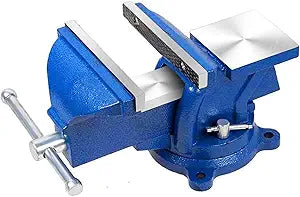Bench Vise Heavy Duty 5-Inch, 360 Swivel Base with Anvil Clamp Cast Steel,Table Clamp Woodworking Vice,Multipurpose Workbenchw for Drilling, Pipe Cutting,Woodworking-Blue