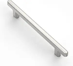 Alzassbg Cabinet Pulls, Brushed Satin Nickel, 5 Inch(128mm) Hole Centers, Modern Bar Style, Drawer Handles for Kitchen Cabinets, 10 Pack, AL3106SN