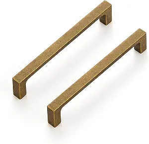 Ravinte Antique Brass Cabinet Handles Solid Square Pulls 5 Inch 10 Pack