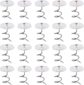 Akstore 20 Pcs Bed Skirt Pins Clear Heads Twist Pins for Upholstery, Slipcovers and Bedskirts, Bedskirt Pins (20PCS)