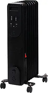 Comfort Glow Electric Oil Filled Radiator Heater, 5120 BTU, 3 Power Settings, 250 sq ft, Quiet, Safe, with Thermostat, ETL Listed, 1 Year Warranty