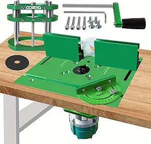 Router Table Lift System for 65mm Diameter Motors, Router Lift Base with Router Table Insert Plate for Router Working Benches Woodworking Engraving DIY Tools