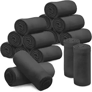 12PCS Fleece Throw Blankets Bulk 60 x 50 in Soft Blankets Fabric Warm Lightweight Wool Blanket Cozy Coverlet for Beds Sofas Home for All Seasons (Black, 50"x60")