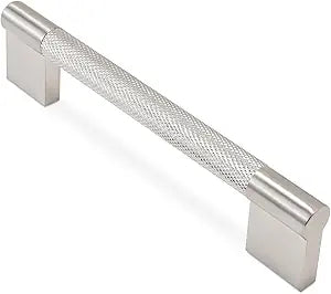 COTYKILEY 10 Pack 5 Inch(128mm) Brushed Satin Nickel Cabinet Handles Sliver Knurled Kitchen Cabinet Pulls Cabinet Door Handles Kitchen Cabinet Hardware Cupboard Drawer Pulls Dresser Handles