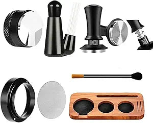 51mm Espresso Accessories Kit, 7PCS Espresso Tamper Set with WDT Tool, Distributor, Dosing Funnel & Tamping Station for Espresso Machine