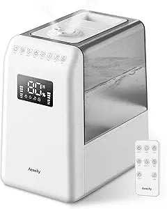 AEOCKY 600ml/h Warm and Cool Mist Humidifier for Large Room, 6L Top-Fill Humidifier with Remote for 821ft┬▓ Coverage, Essential Oil Diffuser with Humidity Sensor, Timer, Sleep, Auto Mode