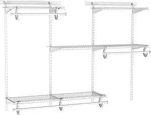 ClosetMaid ShelfTrack Wire Closet Organizer System, Adjustable from 4 to 6 Ft., With Shelves, Clothes Rods, Hardware, Durable Steel, White