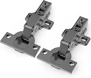 Chibery 50 PCS Half Overlay Soft Close Hinges, Clip ON Plate, 105 Degree, Silent Hydraulic, Self Closing, Black Frameless European Concealed Hinge for Kitchen Cabinet Door, Wardrobes, and Bookcases