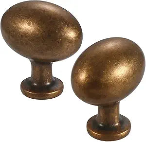 12 Pack Antique Brass Cabinet Knobs for Dresser Drawers - 1.3 Inch(33mm) Oval Drawer Knobs Vintage Kitchen Cabinet Hardware, Zinc Alloy Pulls Handles for Cupboard Wardrobe