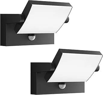 Outdoor Wall Sconce Motion Sensor Lights, Black 40W Modern Lighting Fixtures, Adjustable Head Aluminum IP65 Waterproof Exterior Lights for Porch Patio Garage, 3000K, 2 Pack