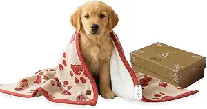 Baby & Pet Blanket 100% Cotton with Sherpa Fleece  Soft Stroller & Cuddle Blanket for Baby, Dog & Cat  Breathable, Hypoallergenic, Washable  7696 cm Amber Glow